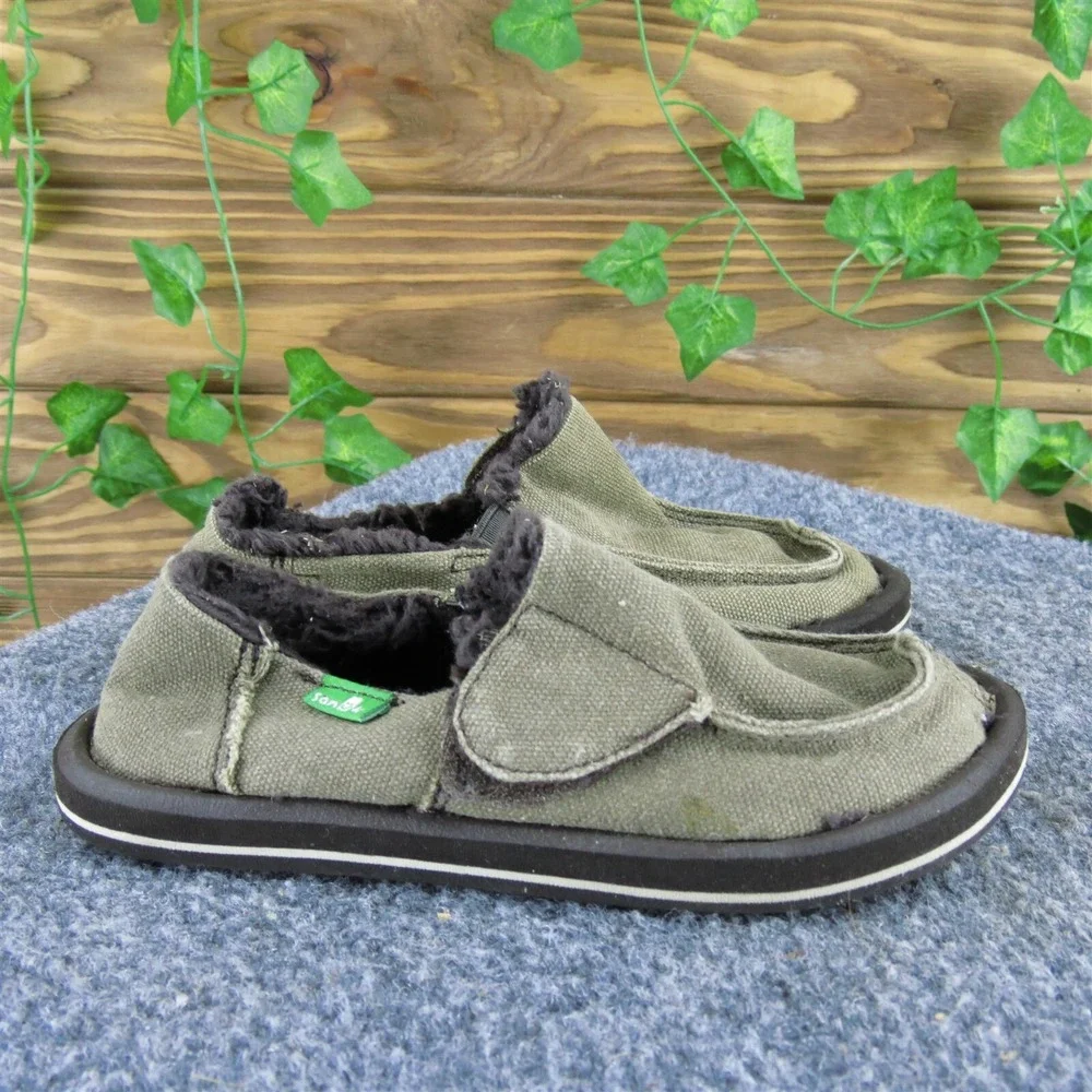 Sanuk Boys Slip-On  Sz T 10 Medium‎ Brown Fabric Slip On